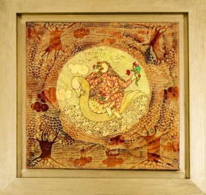 Seema Kohli - Leda - 61 x 61 cm - Acrylic & gold Leaf on Canvas